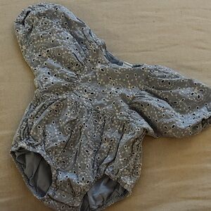 Blue Eyelet Baby Romper